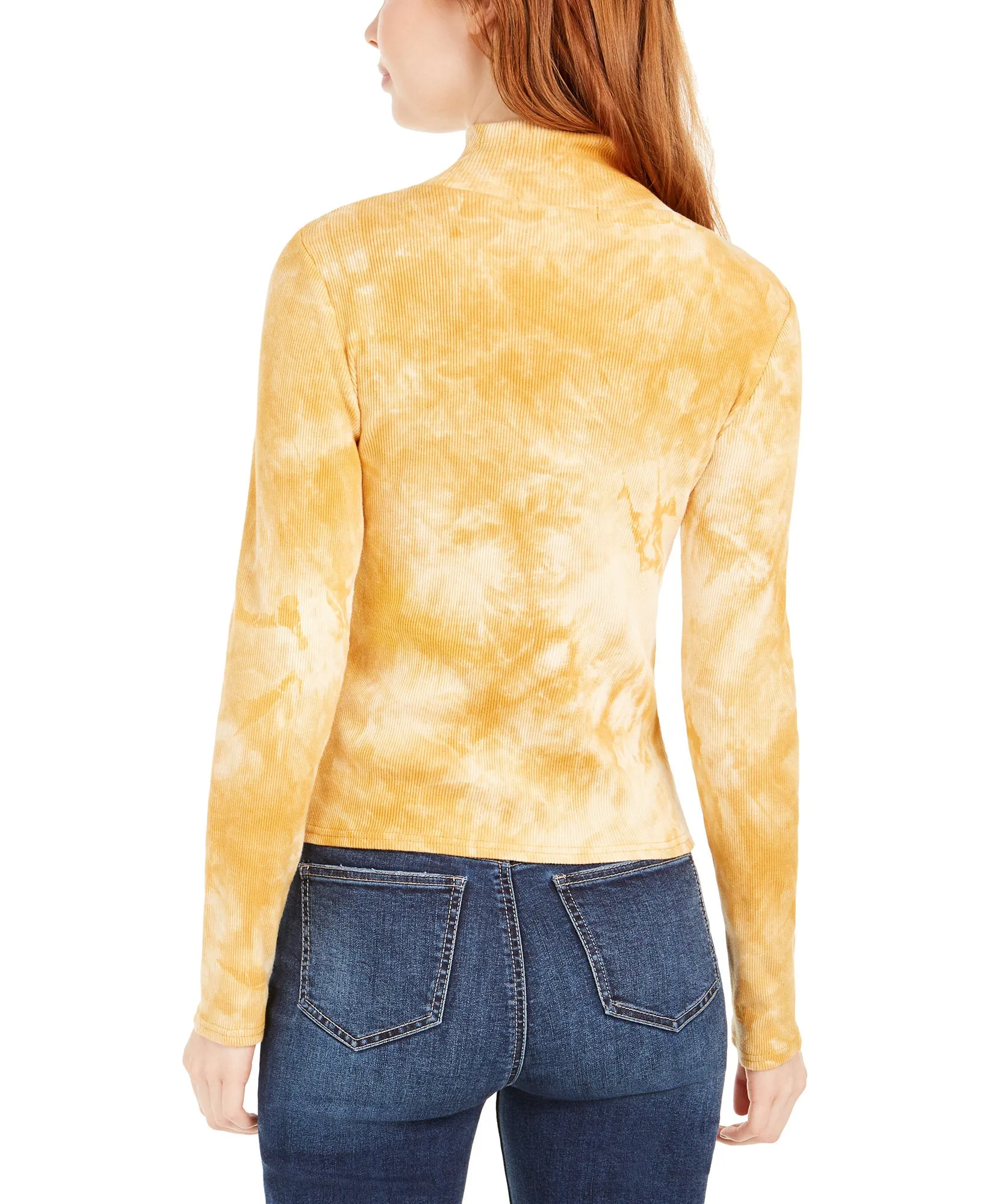 Juniors' Tie-Dye Mock Neck Top