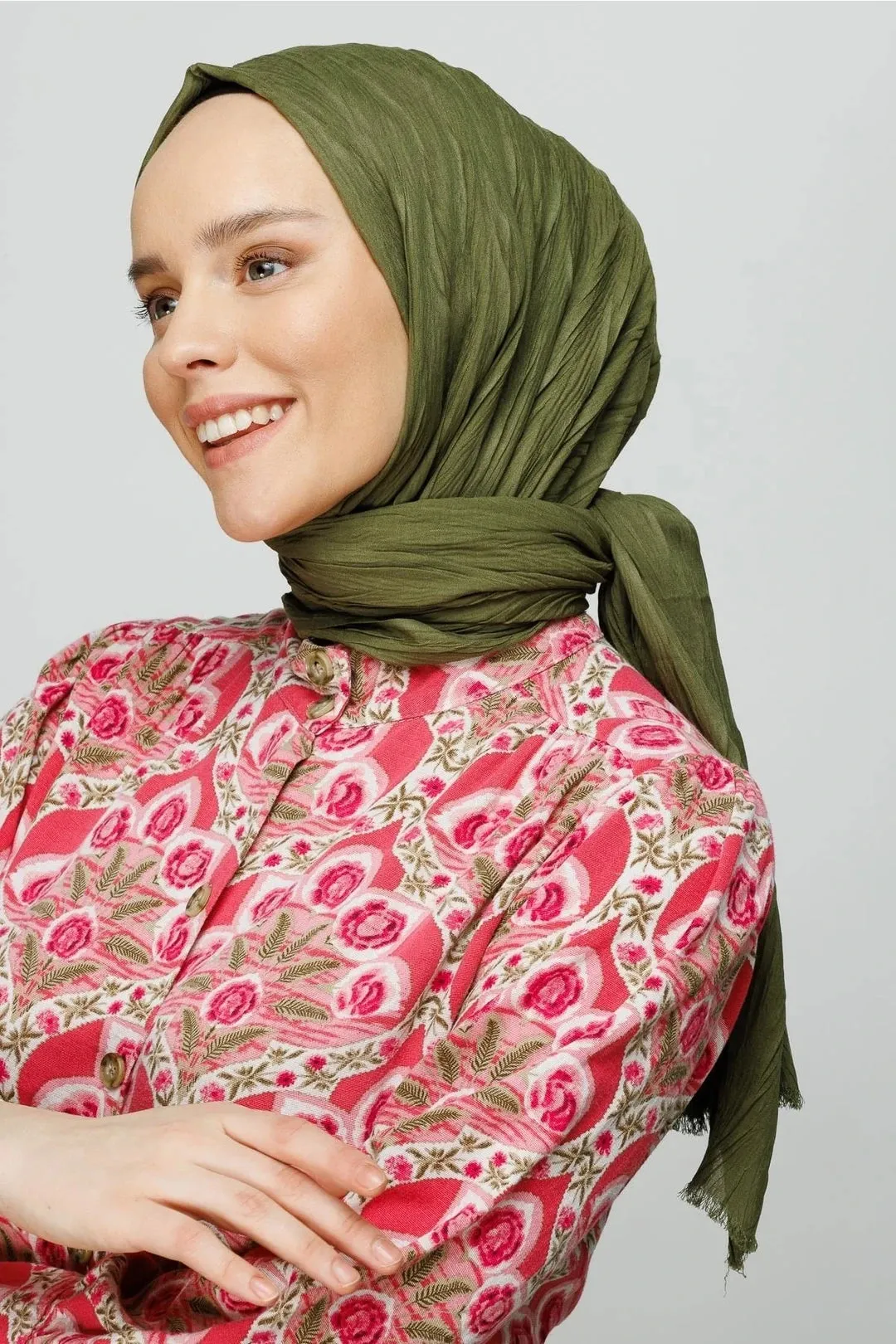 Khaki Pleated Bamboo Hijab