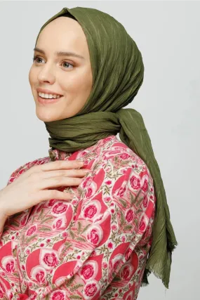 Khaki Pleated Bamboo Hijab