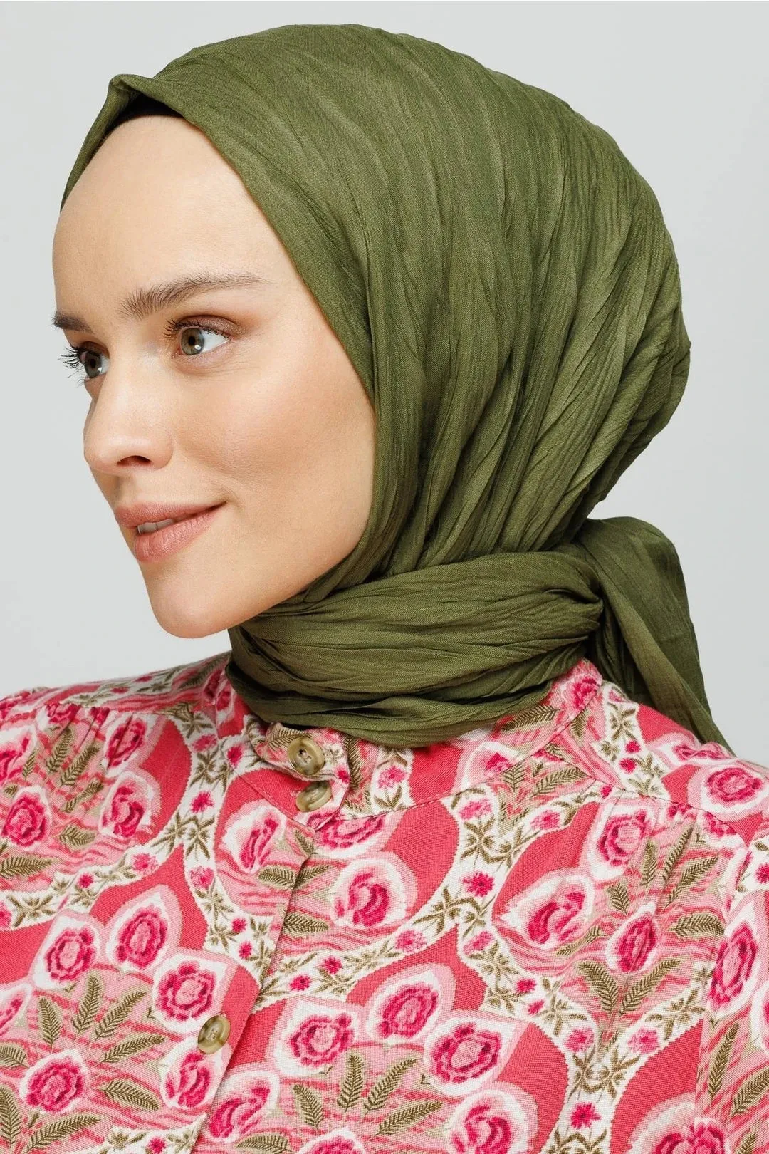 Khaki Pleated Bamboo Hijab
