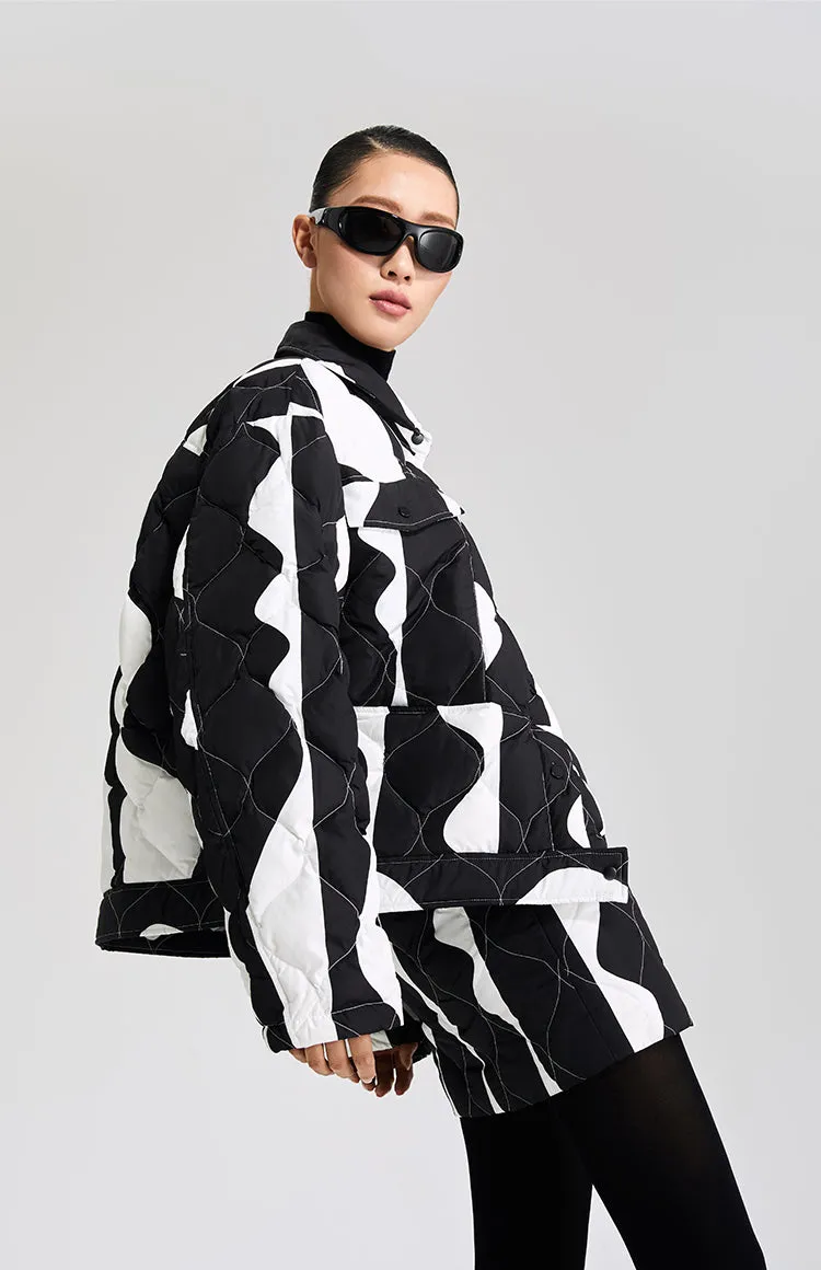 LEDI W original design winter black white contrasting down skirt  - Saskia