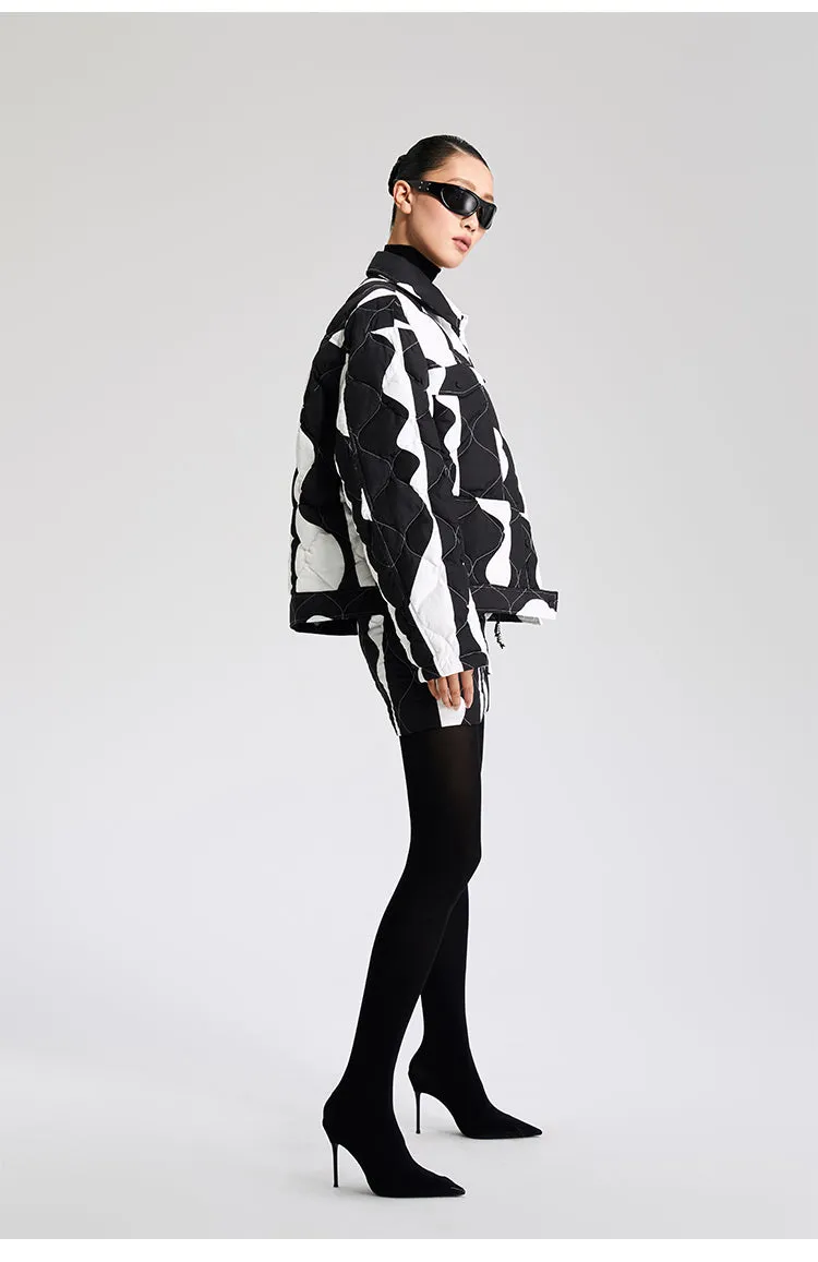 LEDI W original design winter black white contrasting down skirt  - Saskia