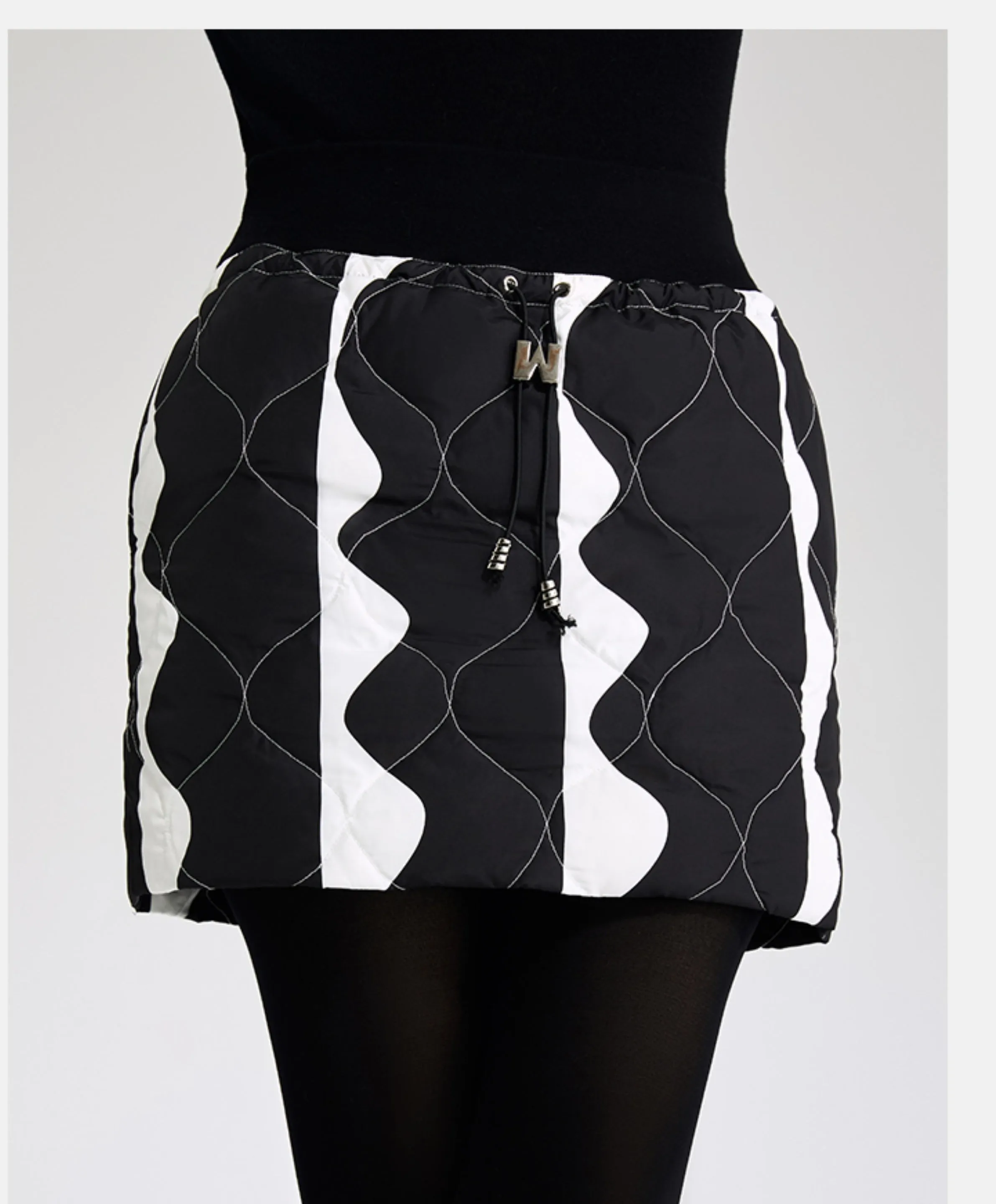 LEDI W original design winter black white contrasting down skirt  - Saskia