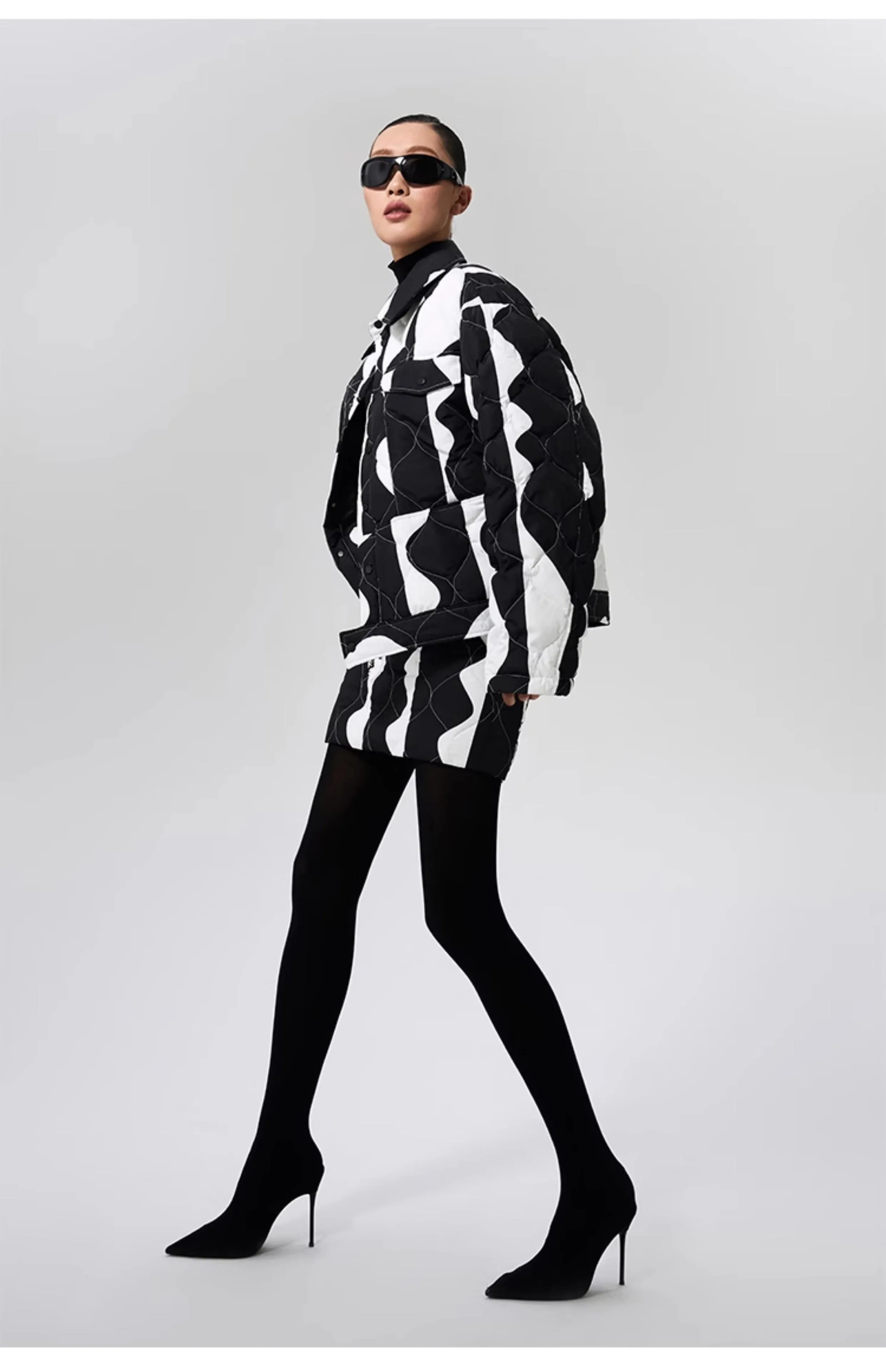 LEDI W original design winter black white contrasting down skirt  - Saskia