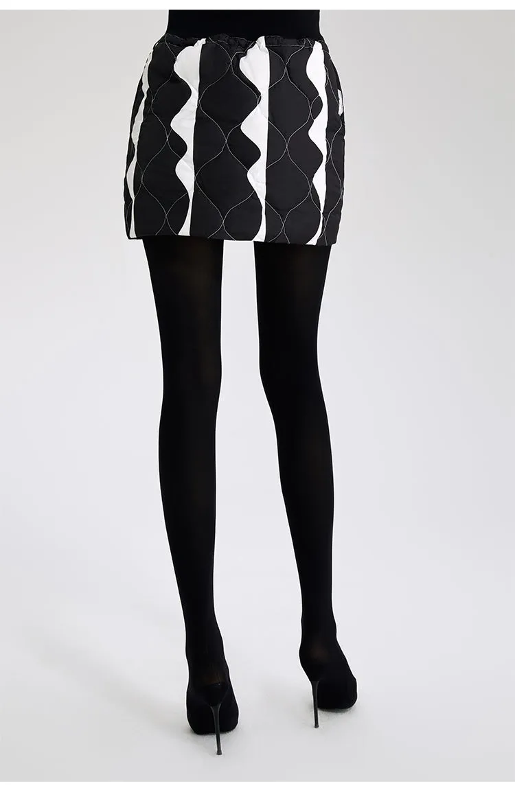 LEDI W original design winter black white contrasting down skirt  - Saskia