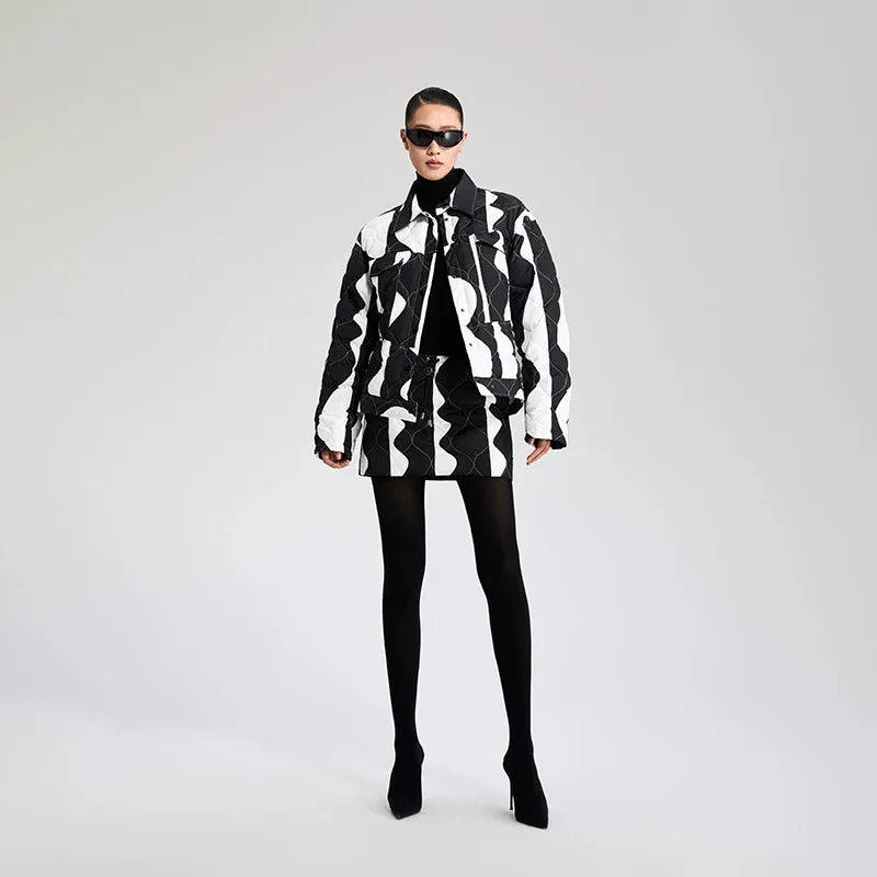 LEDI W original design winter black white contrasting down skirt  - Saskia