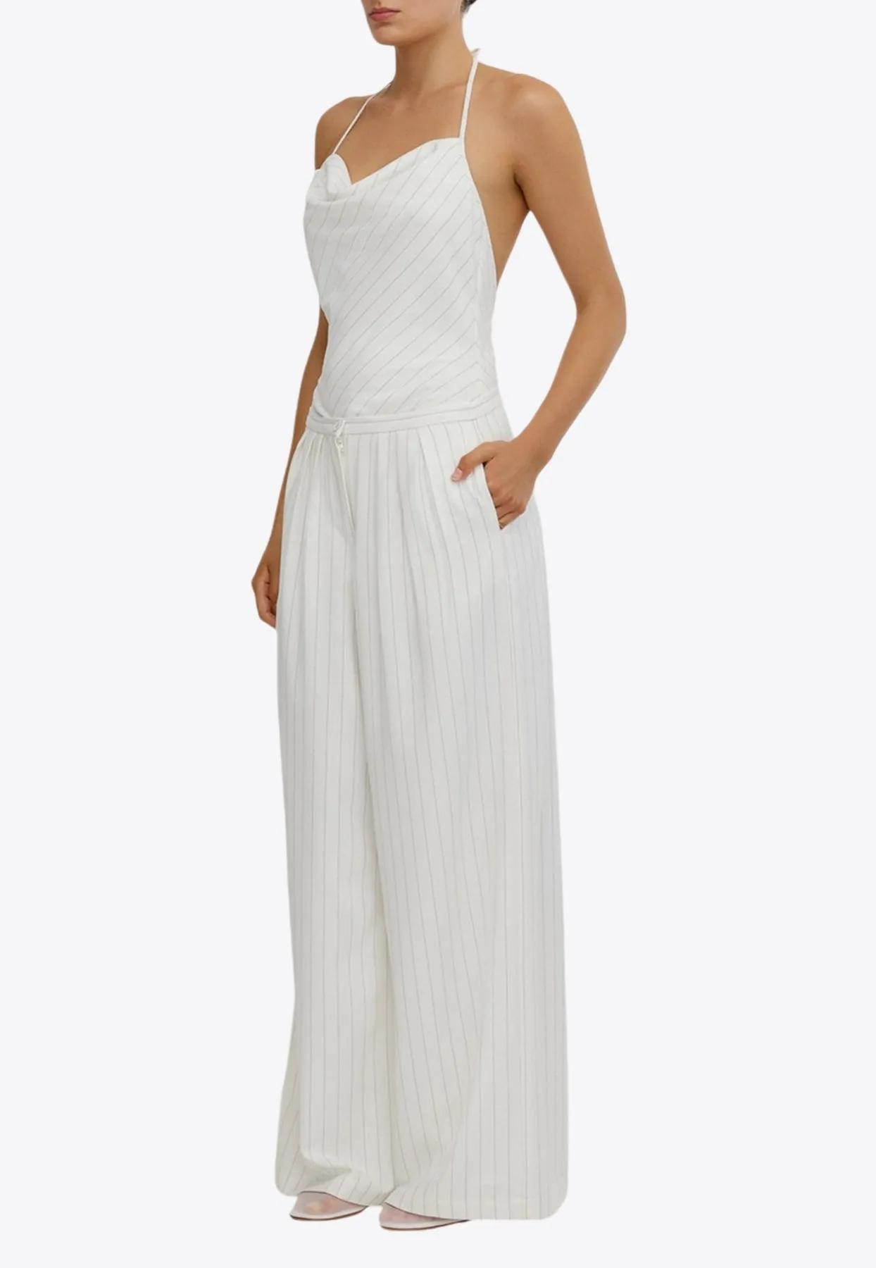 Lucy Pinstriped Wide-Leg Pants