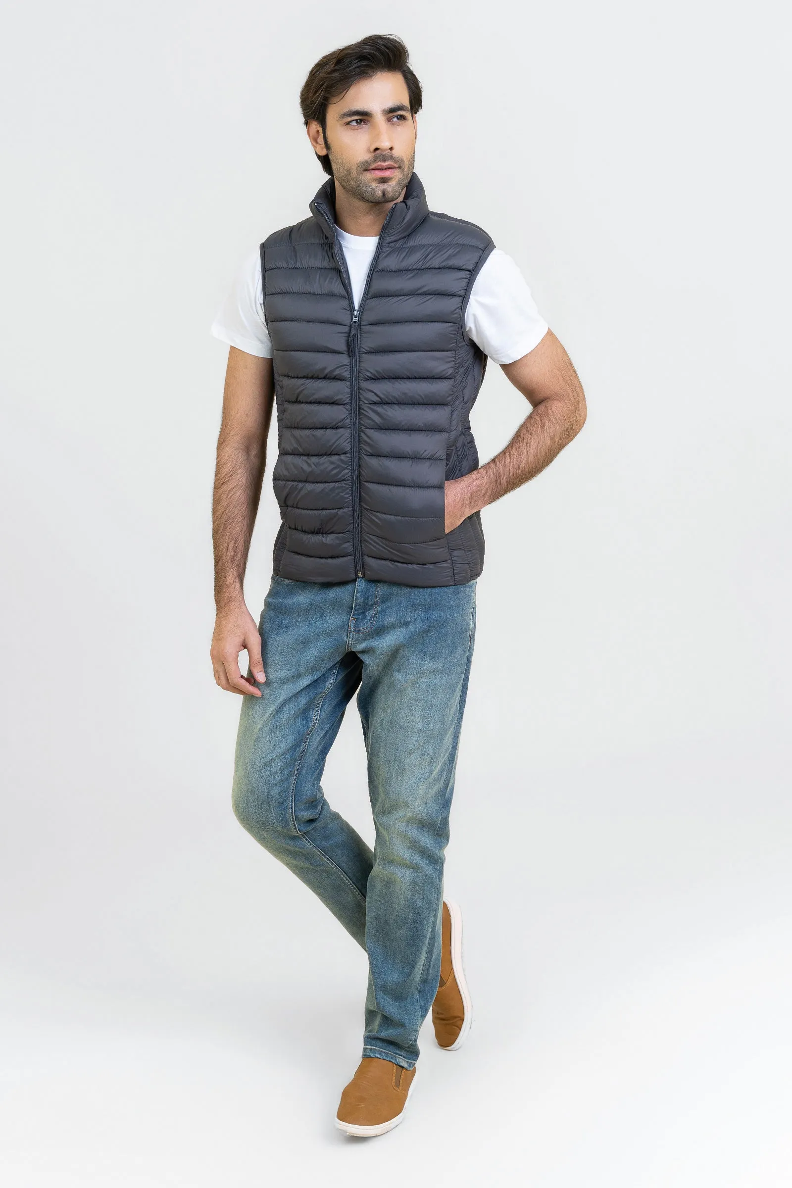 Markhor Grey Puffer Sleeve Less Jacket T212-T2