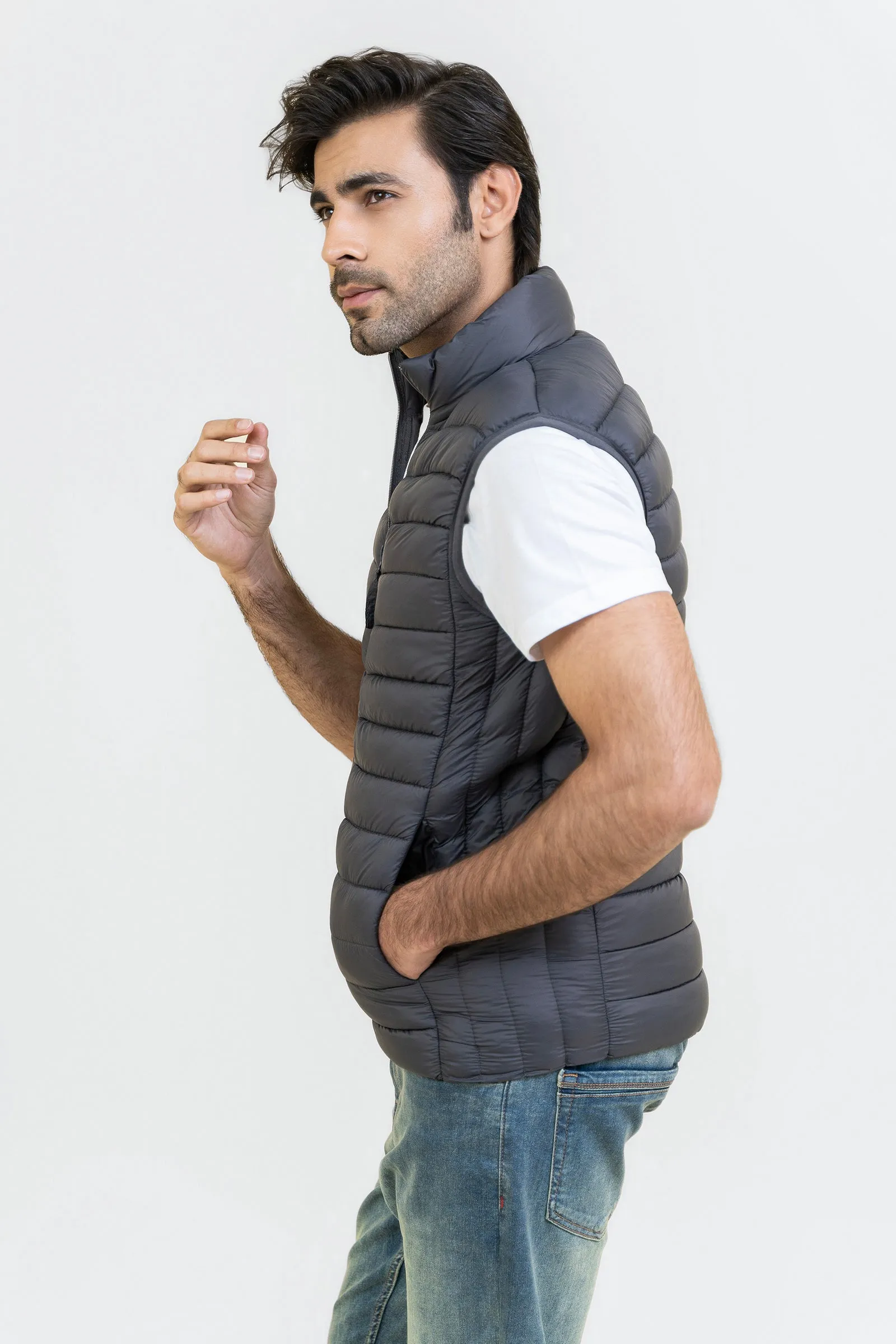 Markhor Grey Puffer Sleeve Less Jacket T212-T2