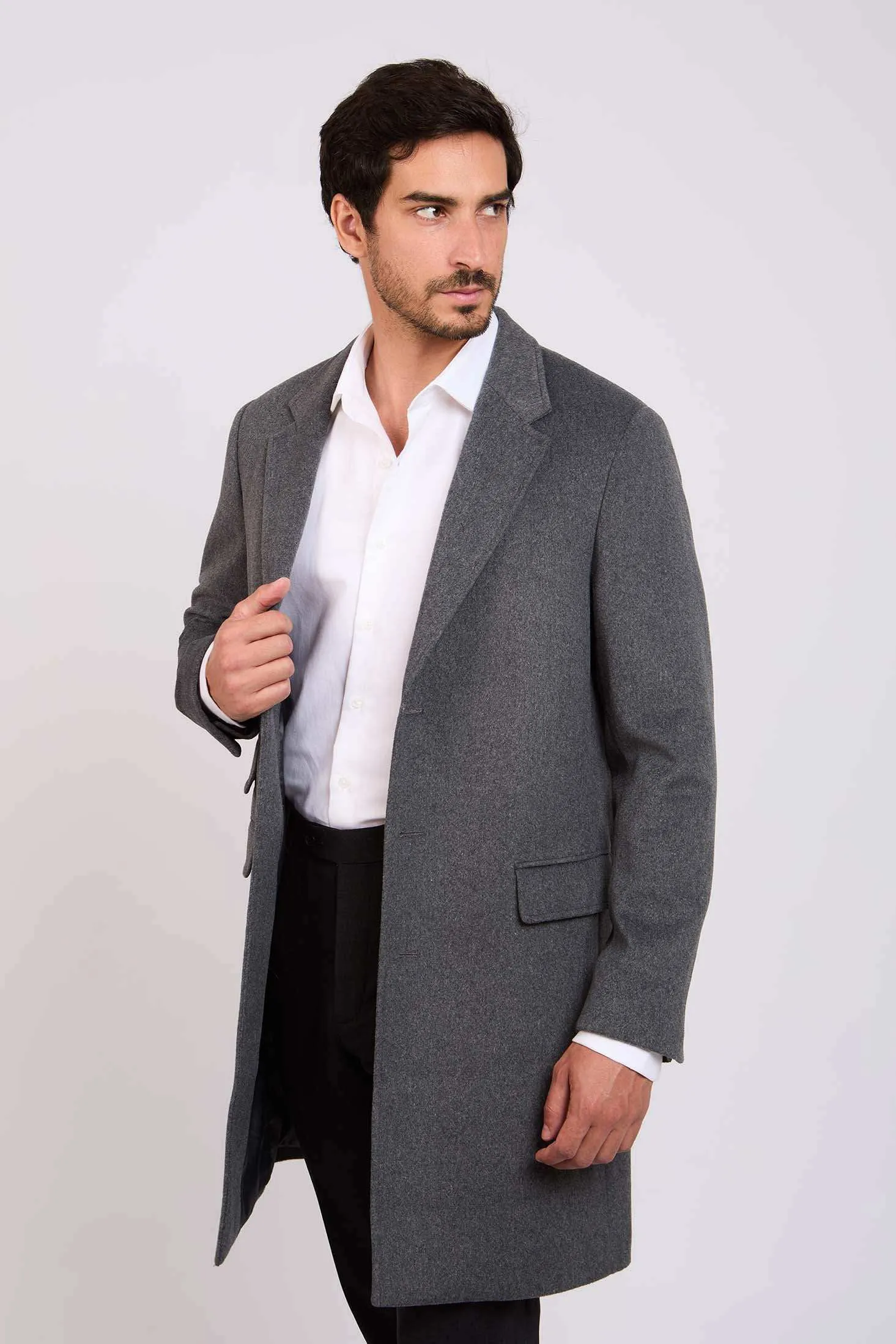 Men Regular Fit Coat - Dark Grey