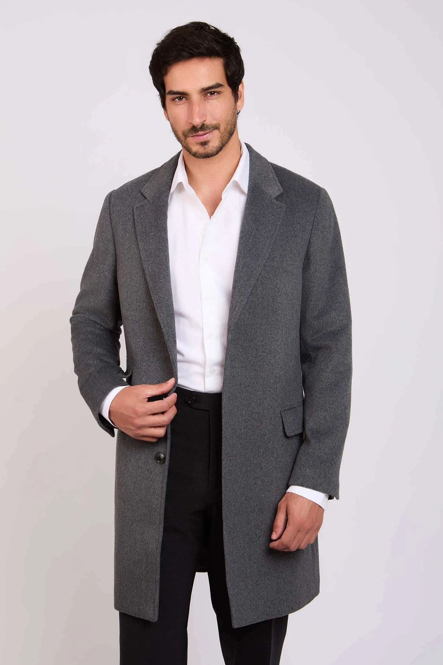 Men Regular Fit Coat - Dark Grey