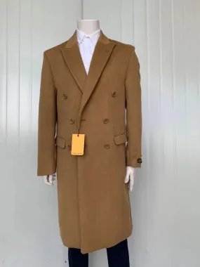 Mens Full Length Wool and Cashmere - Winter Overcoat Topcoats - Brown Coat