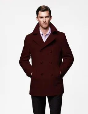 Mens Peacoat Peacoat For Men Dark Burgundy Big And Tall Peacoat