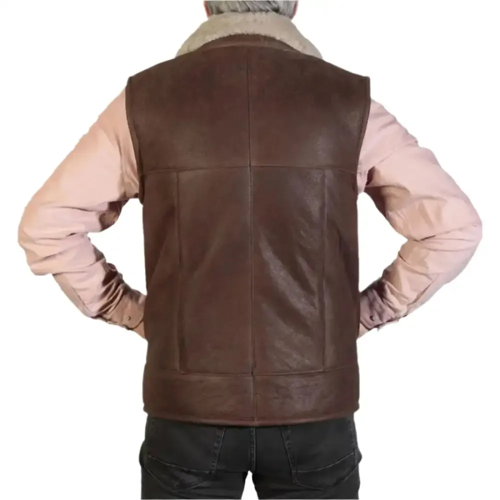 Men's Rich Brown Nappa Lamb Sheepskin Gilet - Soft & Stylish