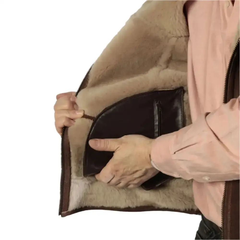 Men's Rich Brown Nappa Lamb Sheepskin Gilet - Soft & Stylish