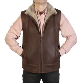 Men's Rich Brown Nappa Lamb Sheepskin Gilet - Soft & Stylish