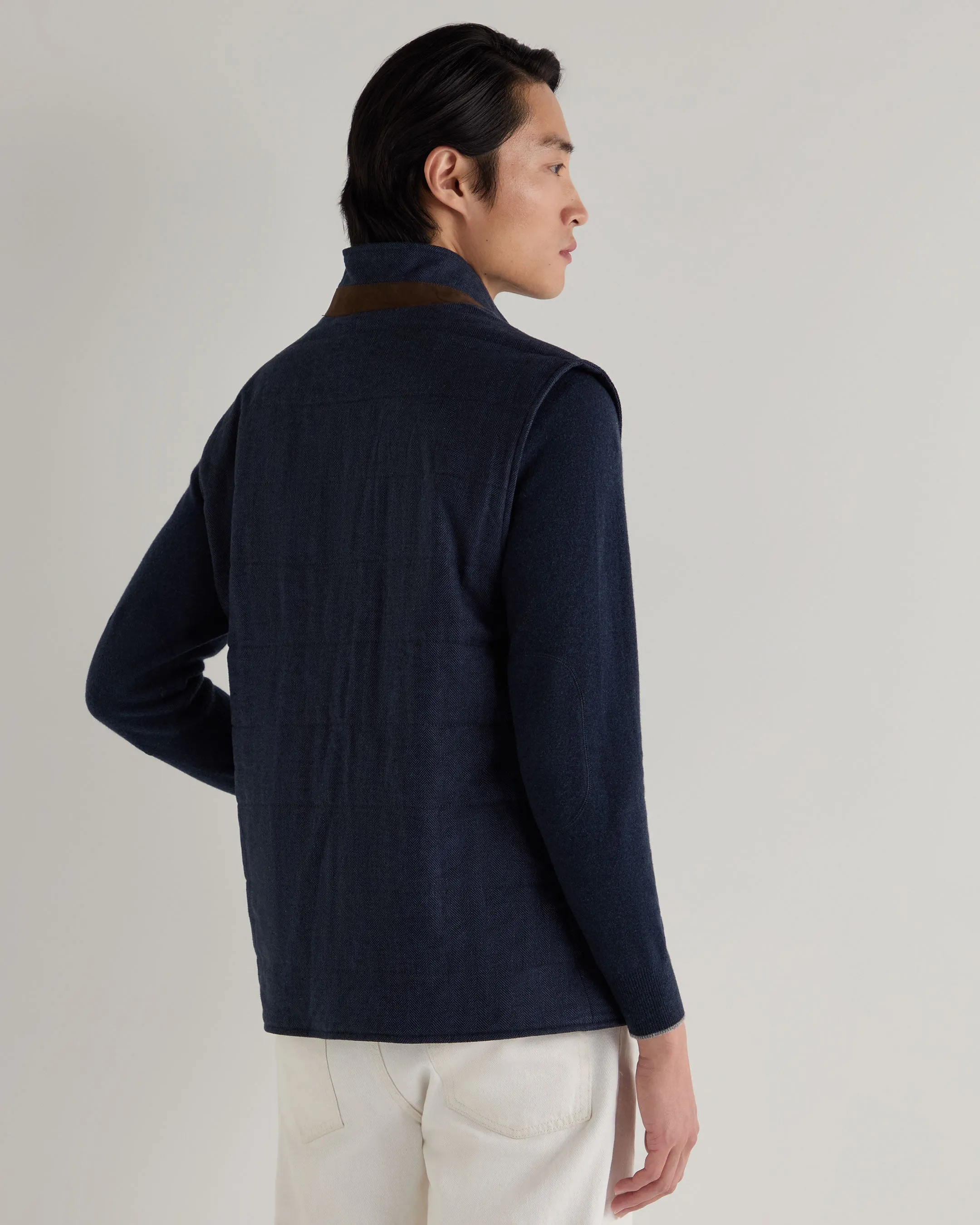 Men's Seville Linen Gilet Navy Blue