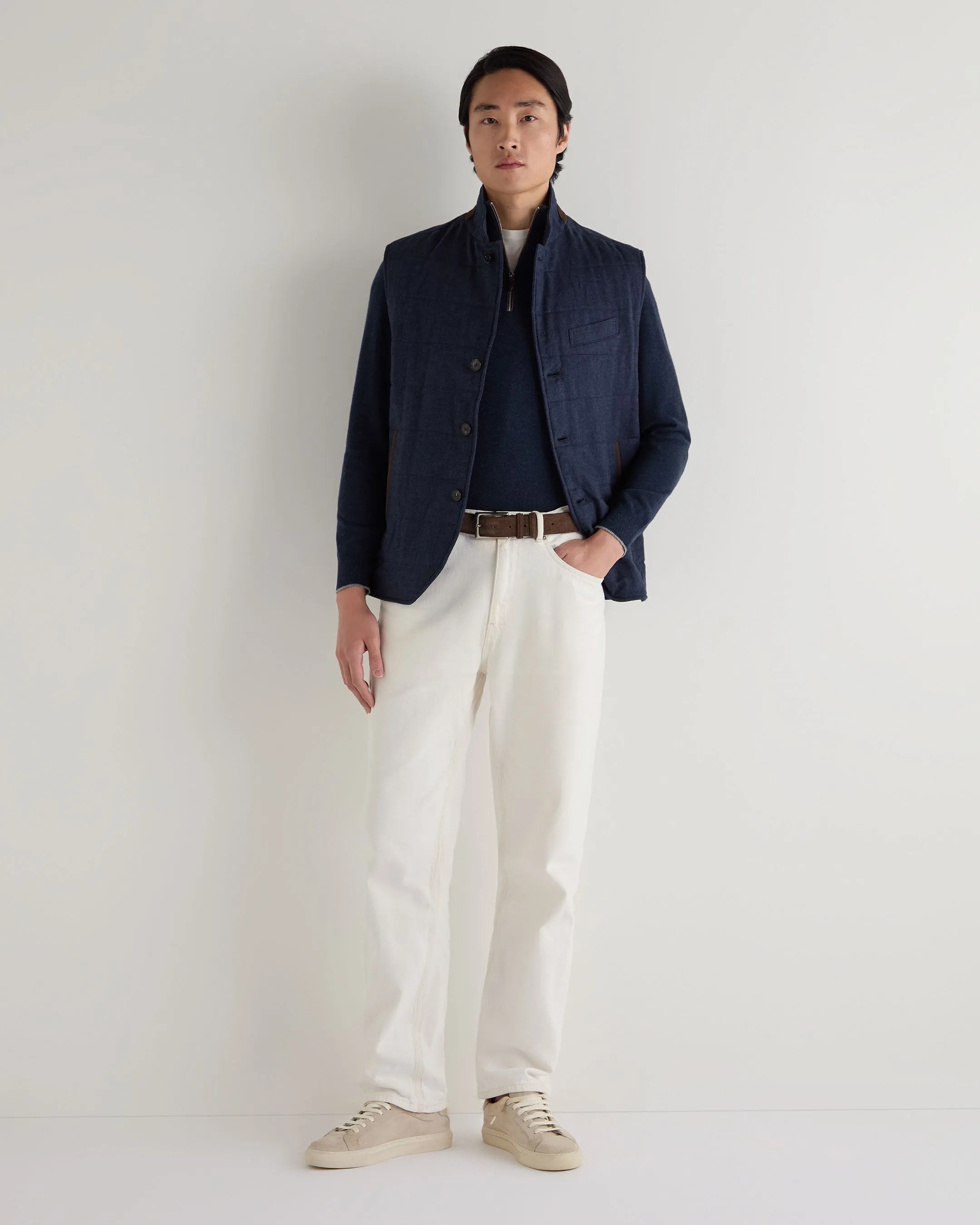 Men's Seville Linen Gilet Navy Blue