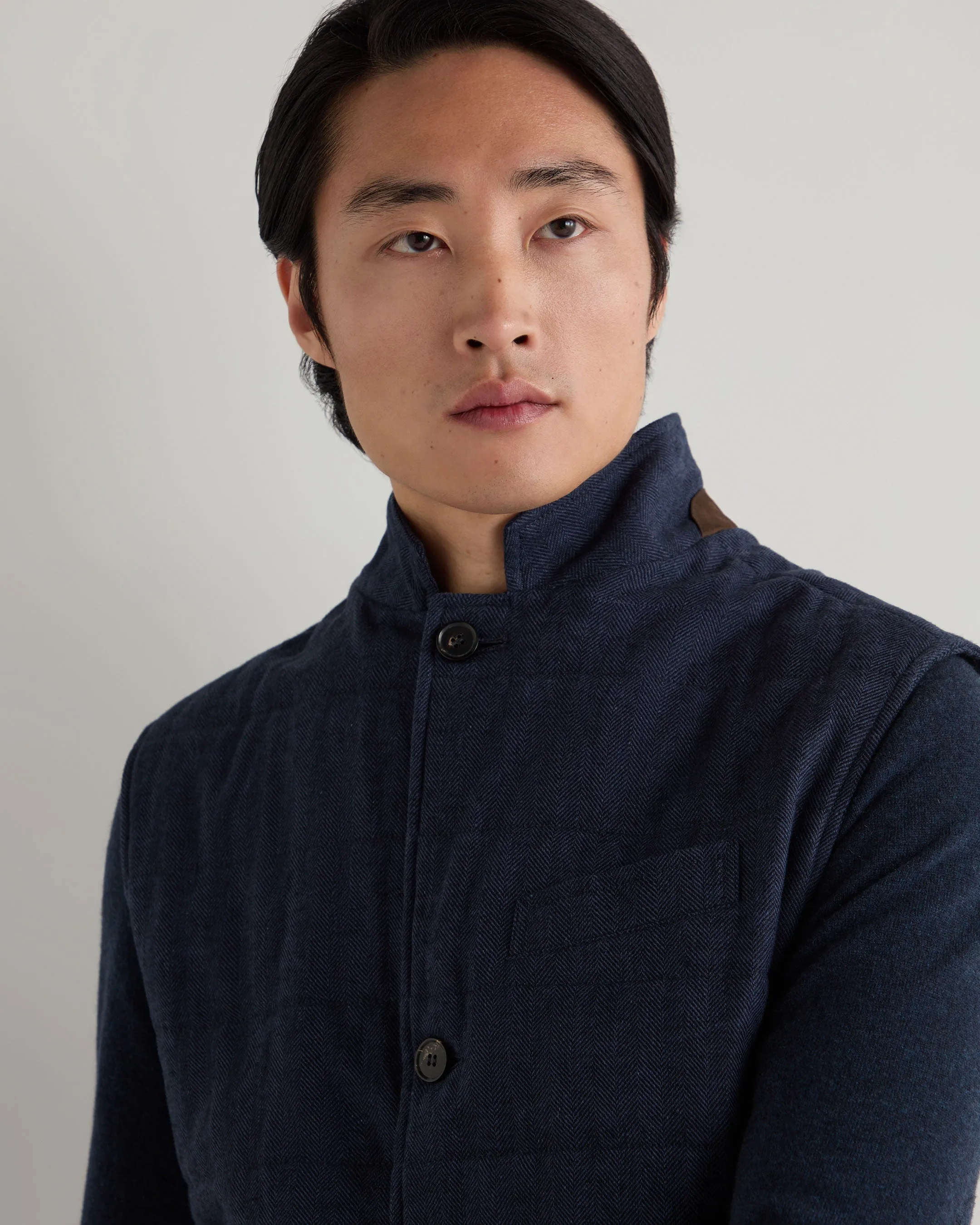 Men's Seville Linen Gilet Navy Blue