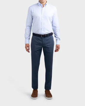 Mid Blue Cotton Stretch Tailored Chinos
