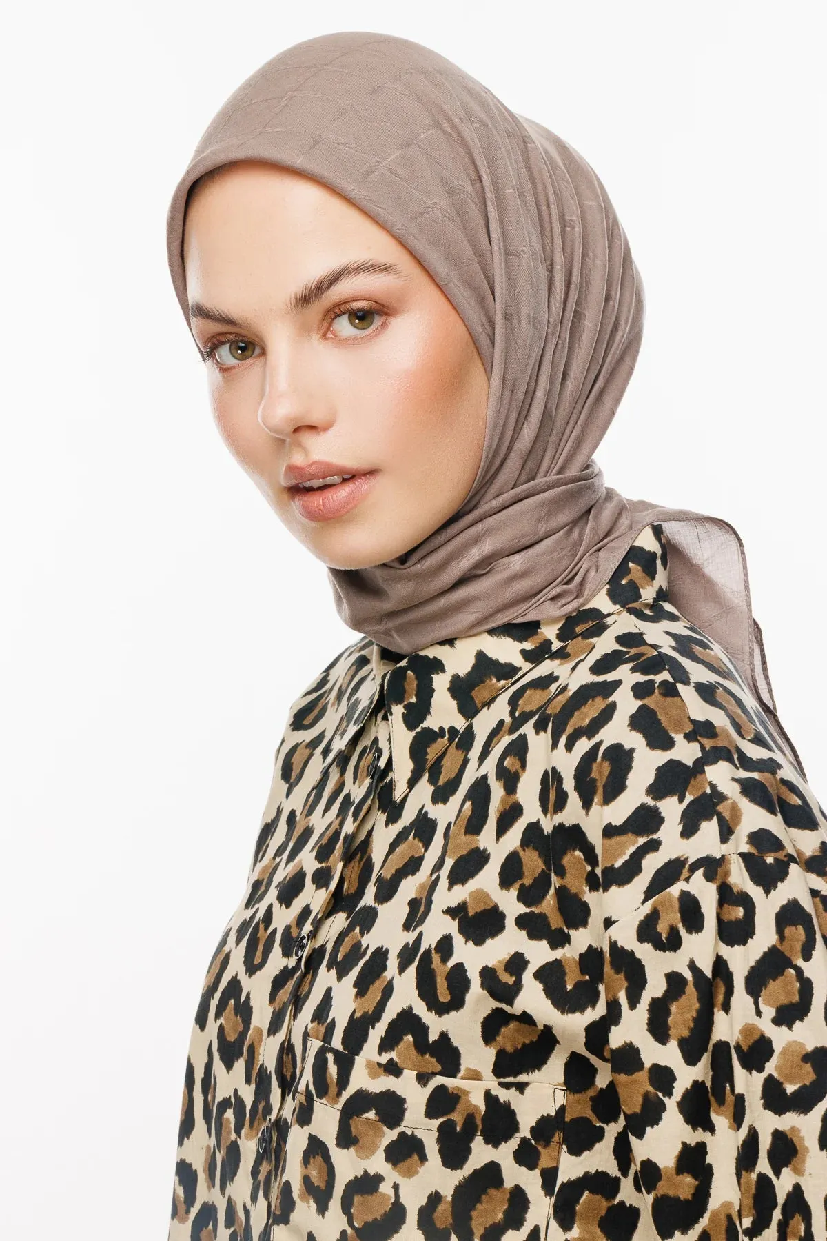 Mink Bamboo Jacquard Square Scarf