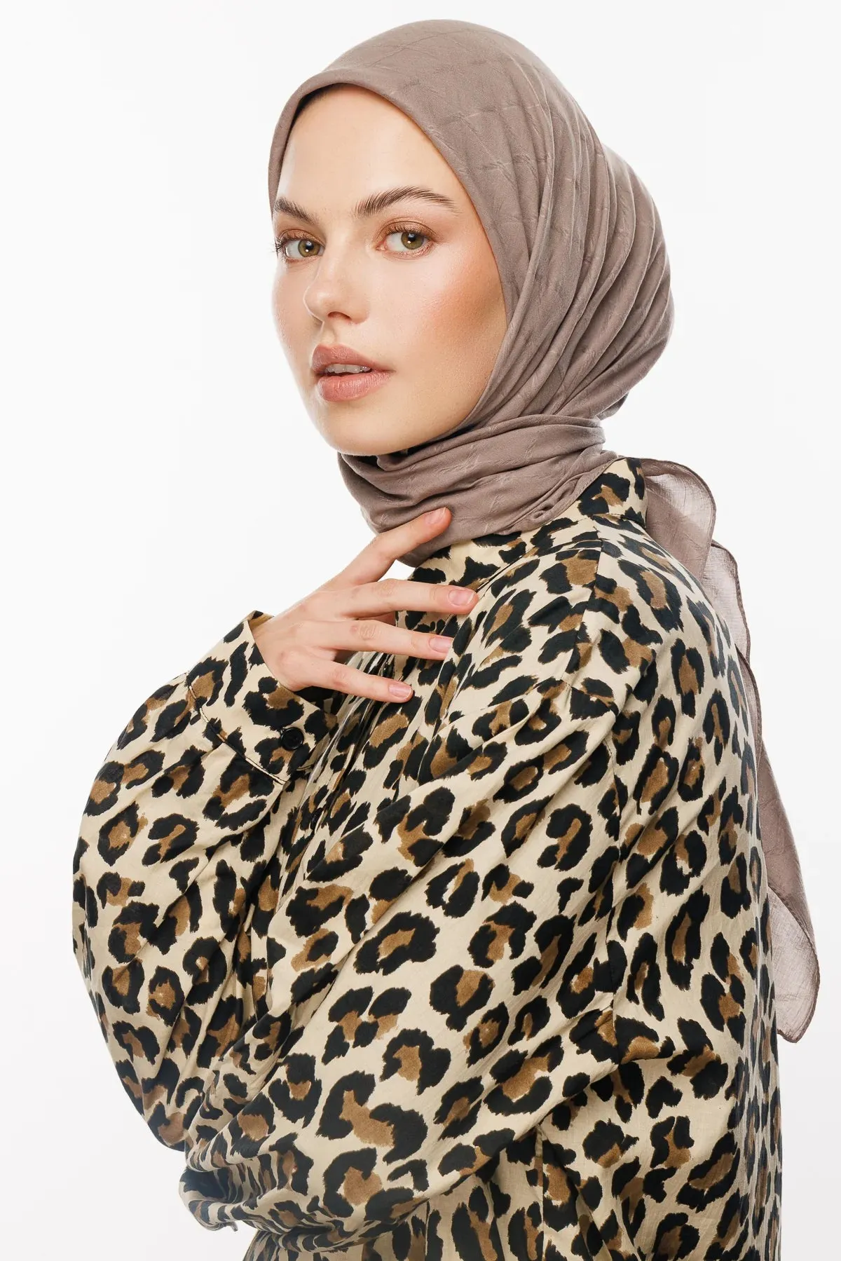 Mink Bamboo Jacquard Square Scarf