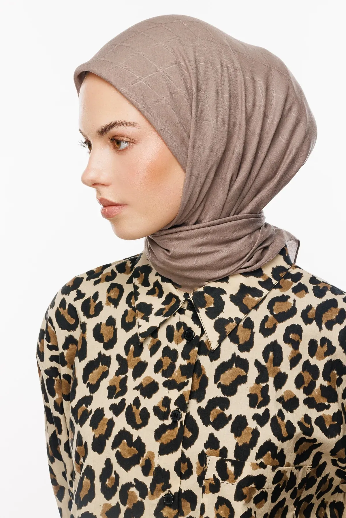 Mink Bamboo Jacquard Square Scarf