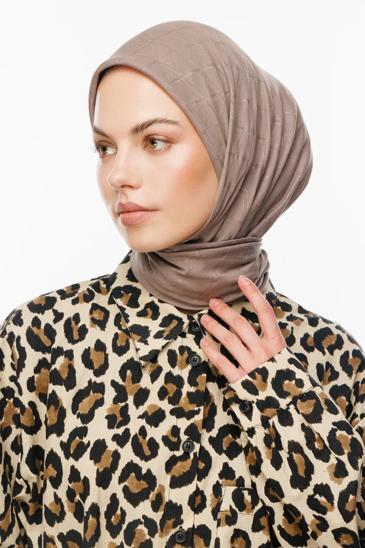 Mink Bamboo Jacquard Square Scarf