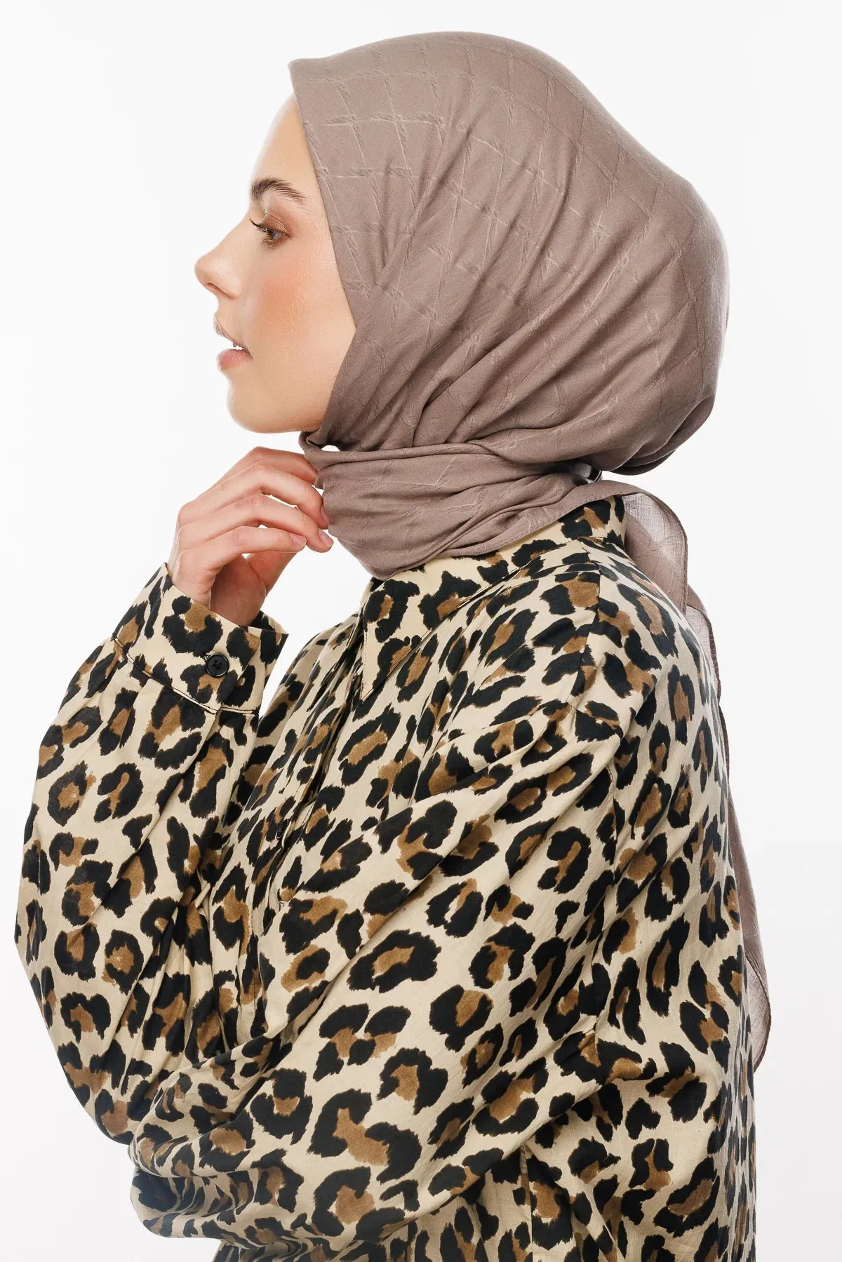 Mink Bamboo Jacquard Square Scarf