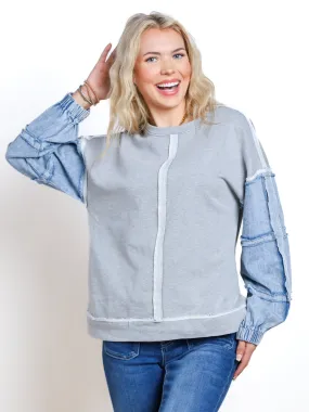 Mix Media Seamed Pullover- Final Sale