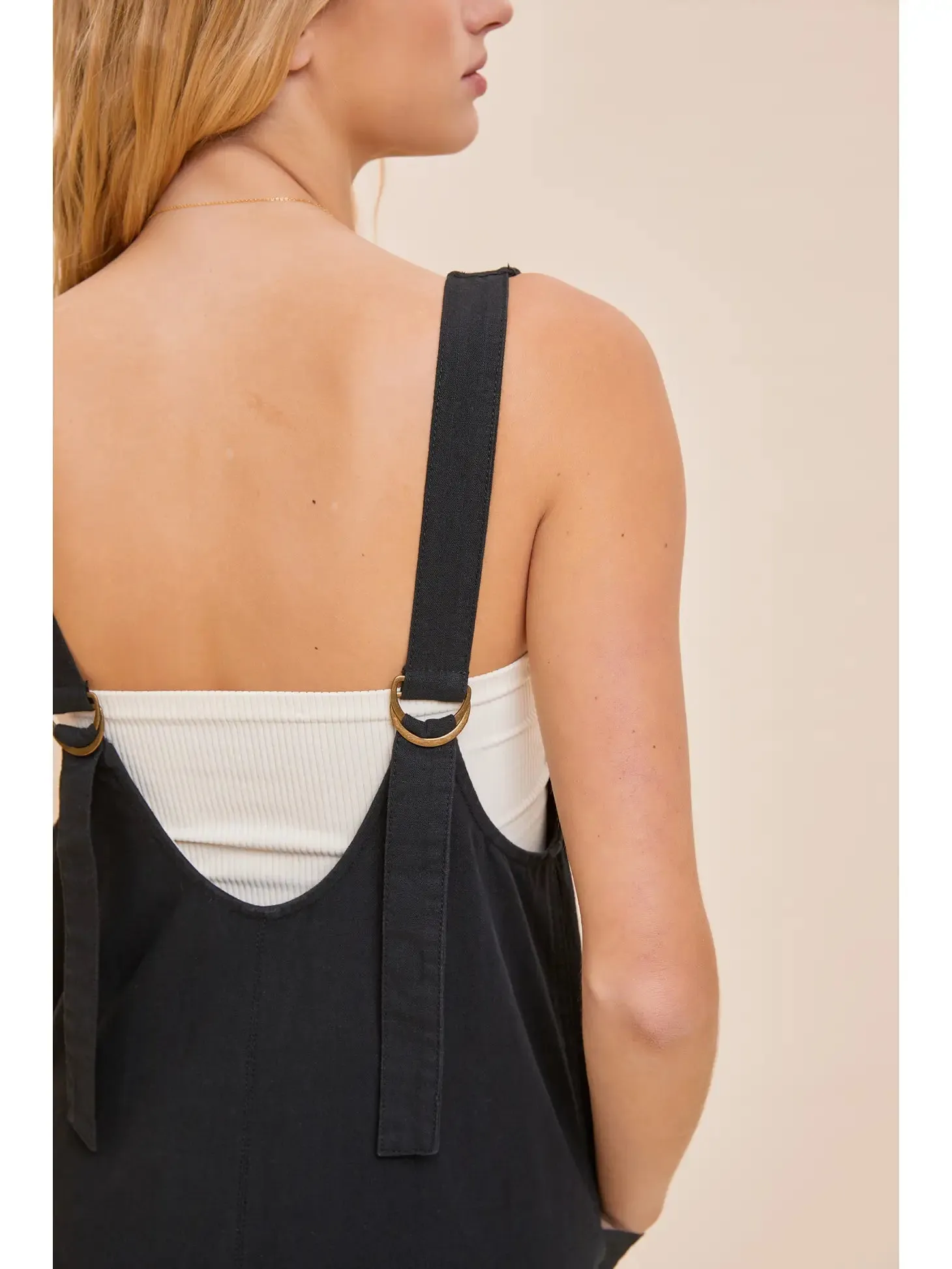 MS Black V-Neck Jumpsuit With Pockets