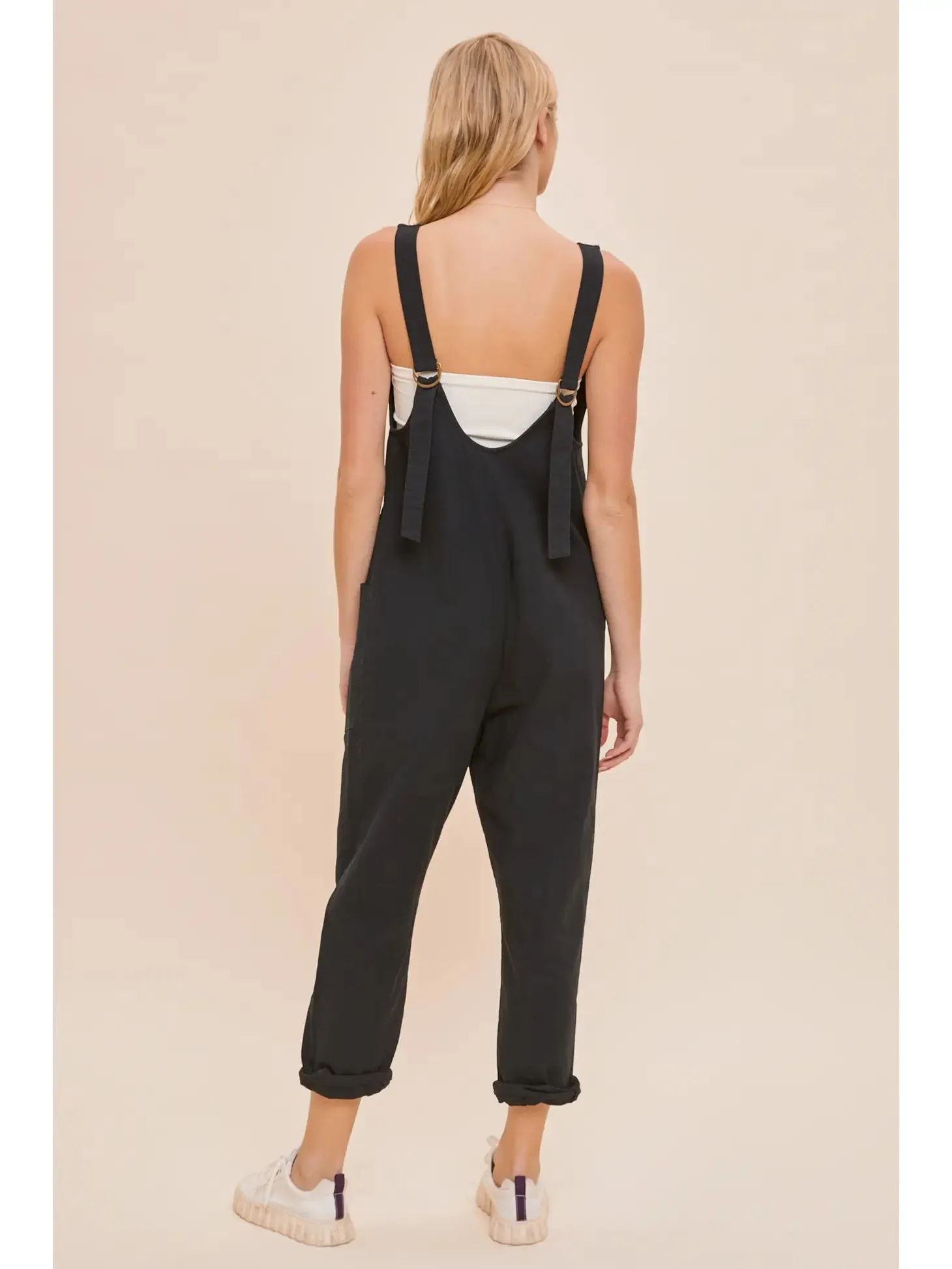 MS Black V-Neck Jumpsuit With Pockets
