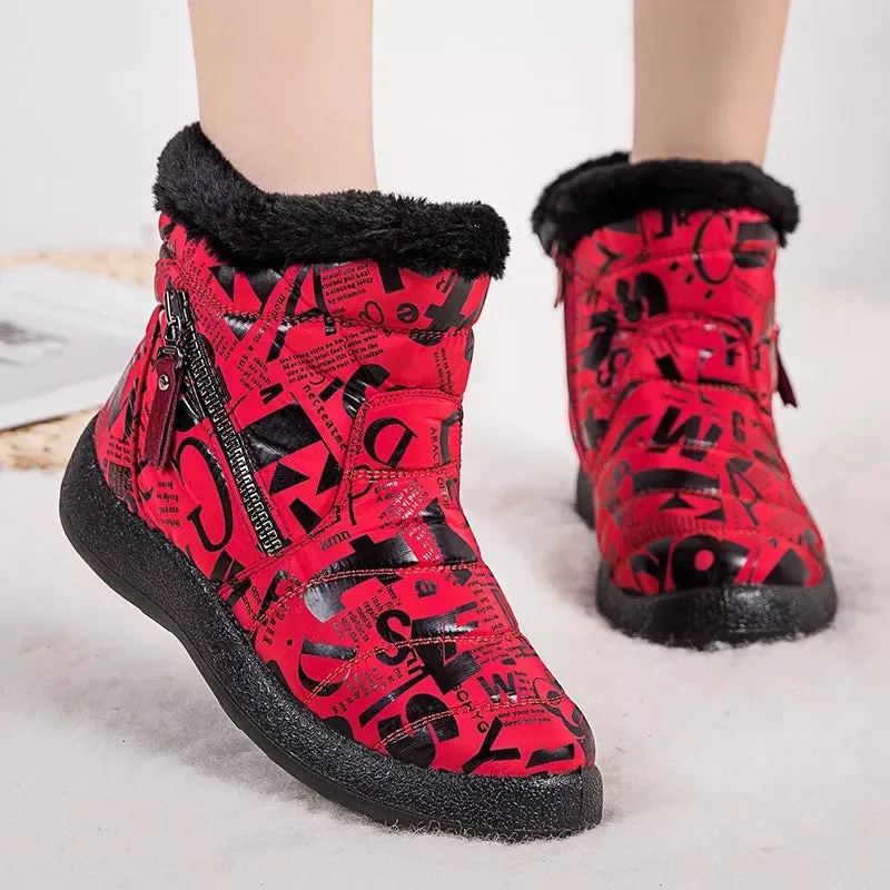New Women Boots Fashion Alphabet Winter Shoes Women Waterproof Snow