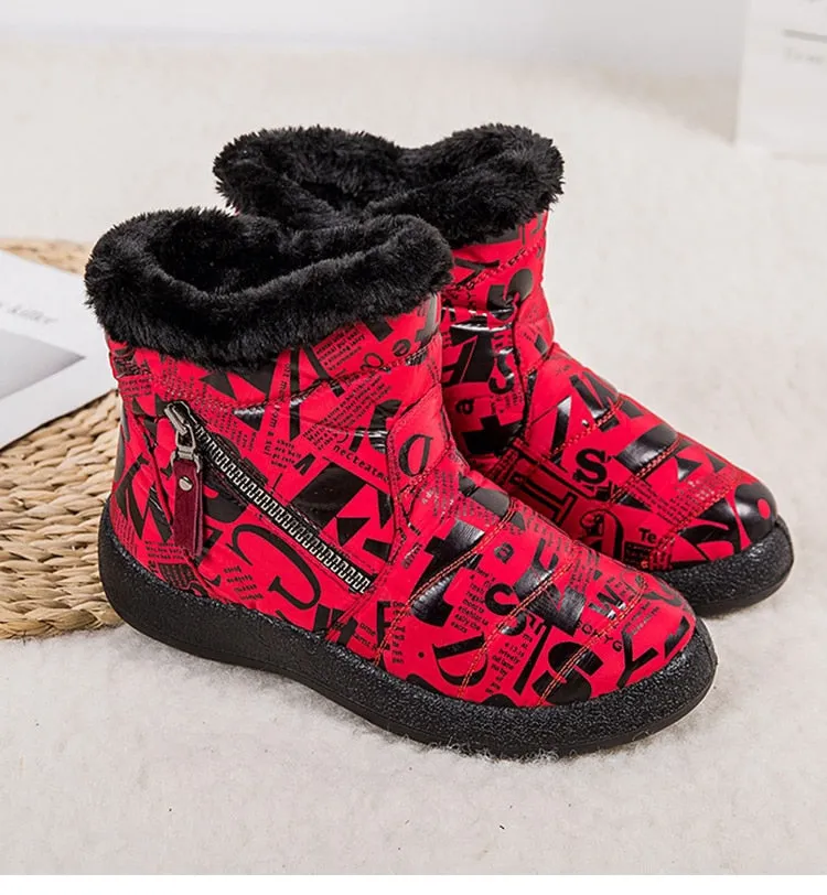 New Women Boots Fashion Alphabet Winter Shoes Women Waterproof Snow