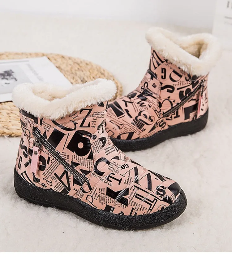 New Women Boots Fashion Alphabet Winter Shoes Women Waterproof Snow
