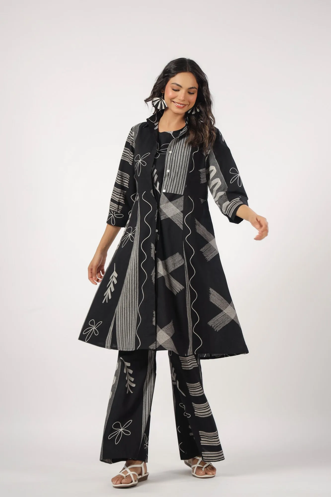 Noir Bloom Three Piece Cotton Coord set