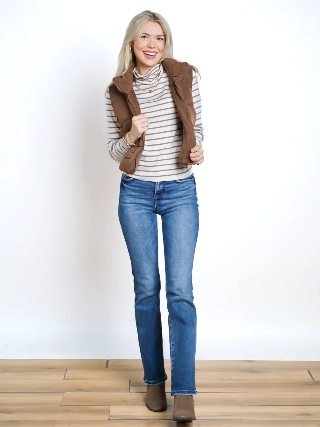 Over My Head Striped Turtleneck Sweater- Final Sale
