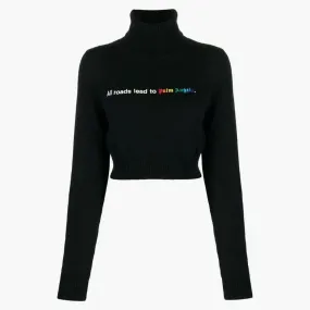 Palm Angels All Roads Cropped Turtleneck Black/white