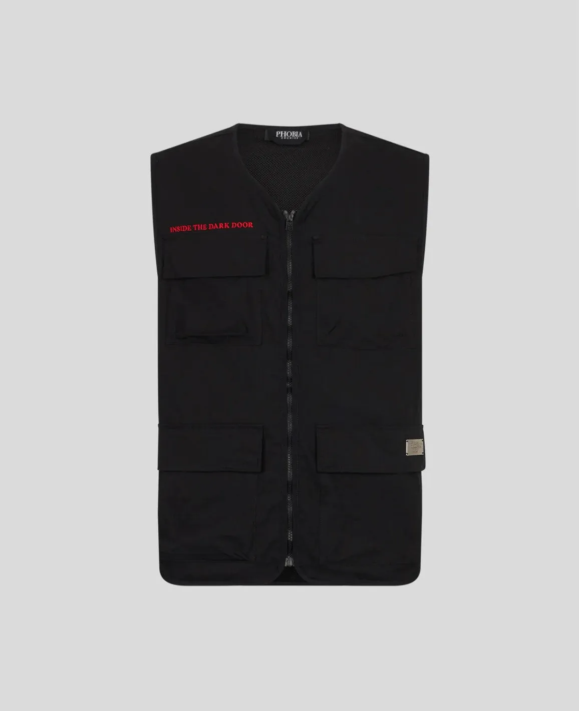 Phobia Worker Gilet Screaming Skull Print and Metal Label