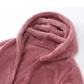 Plus Size Fleece Velvet Coat for Women Double-sided Polar Fleece Hooded Warm Jacket