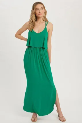 Rayon Jersey Maxi Dress Featuring A Flounce Ruffle
