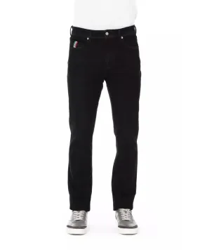 Regular Man Jeans with Logo Button and Tricolor Insert W34 US Men