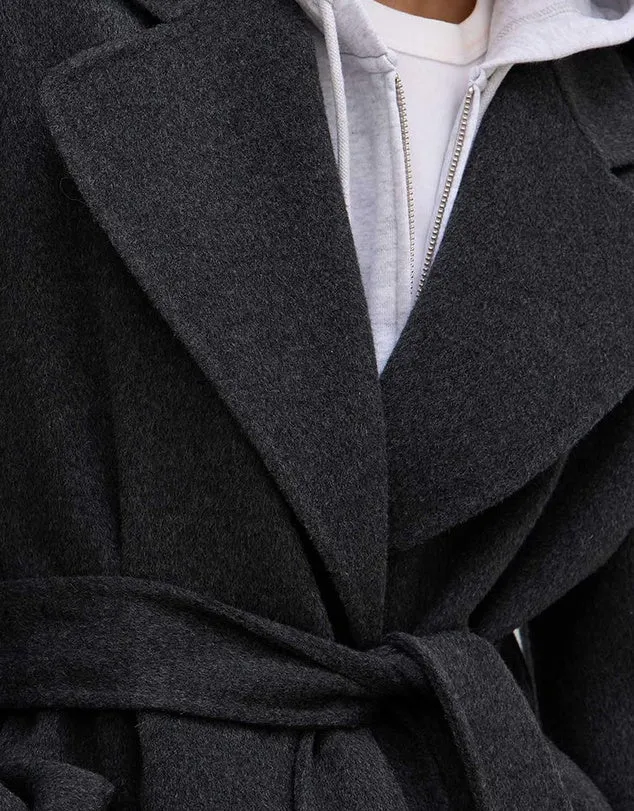 Sadie Single Breasted Wool Coat  Charcoal Marle