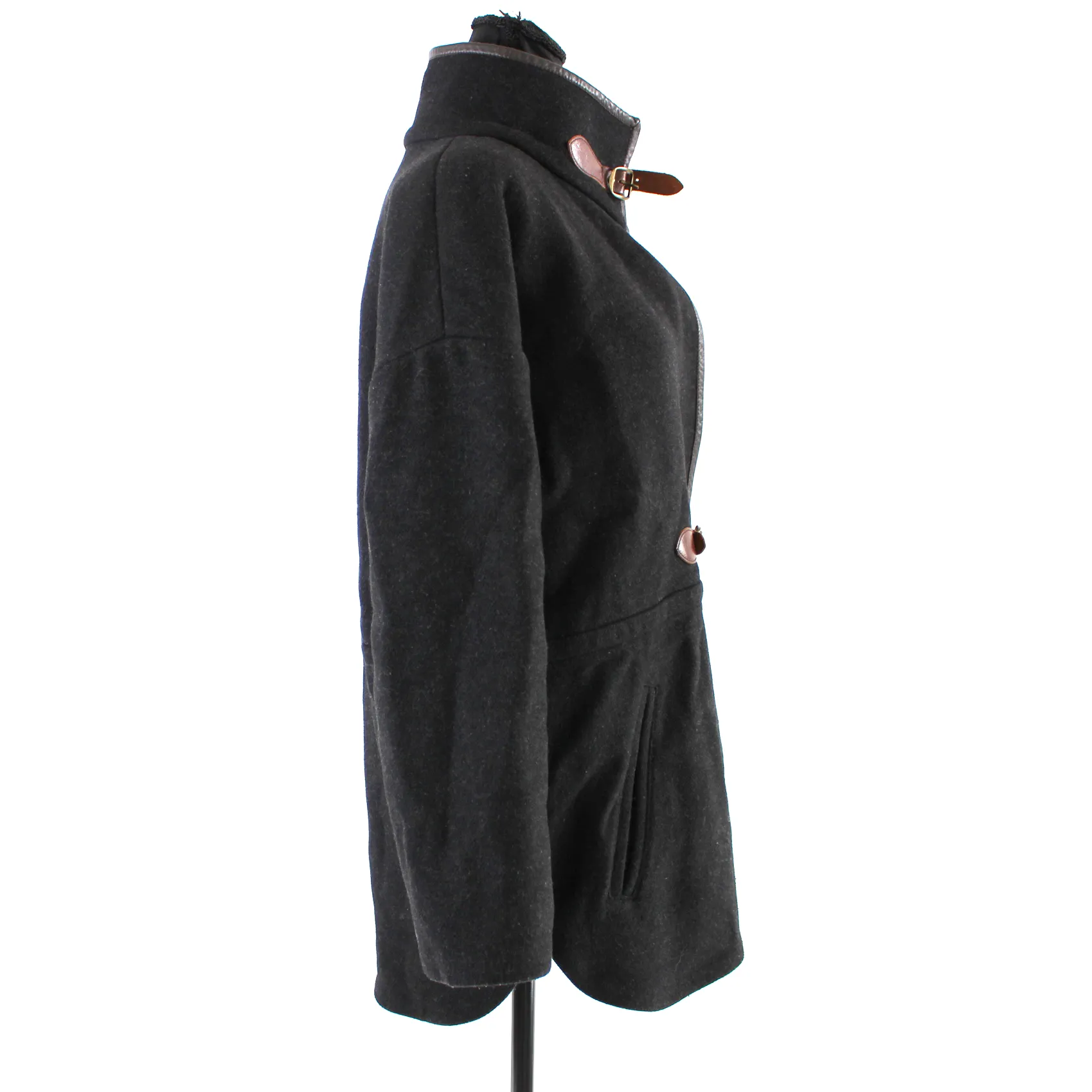 Sandro Leather Buckle Wool Jacket