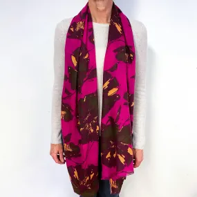 Scottish Fuchsia Pink Floral Lightweight Cashmere Scarf