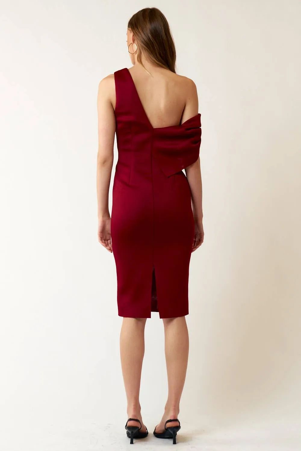 Scuba Midi Dress in Burgundy