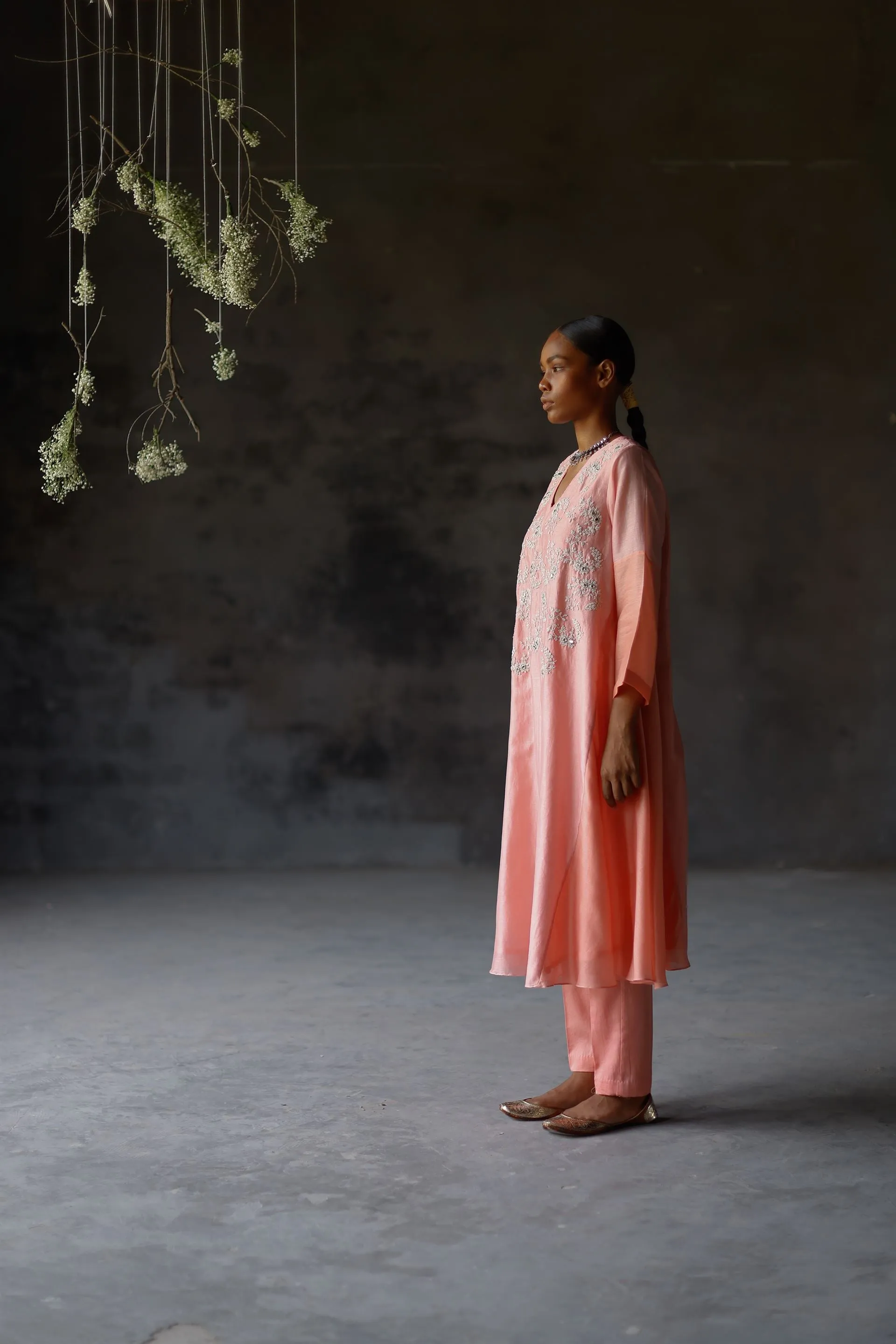 Shikha Mehta Masoom Gulabi Zariha Kurta Set Chanderi Silk Pink Paak Ss24-Smgz06