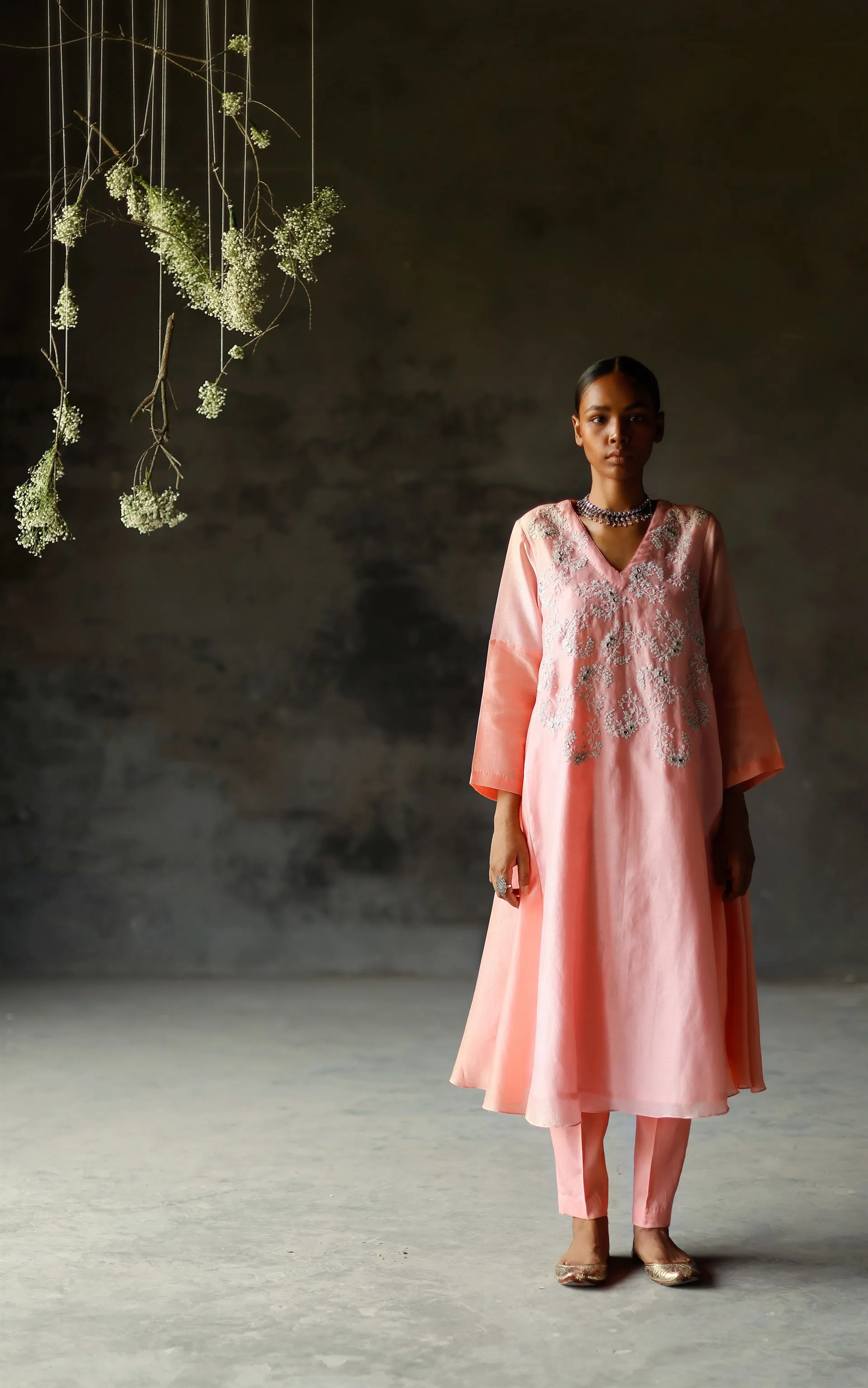 Shikha Mehta Masoom Gulabi Zariha Kurta Set Chanderi Silk Pink Paak Ss24-Smgz06