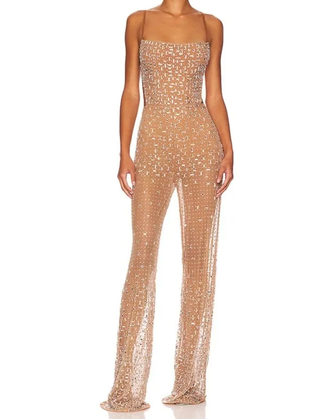 SHINE BRIGHT Sequin Backless Jumpsuit