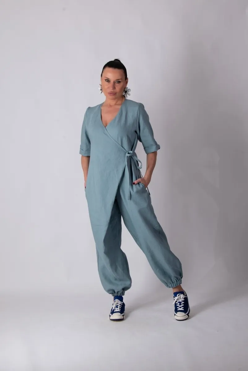 Short Sleeves Linen Jumpsuit SAYA
